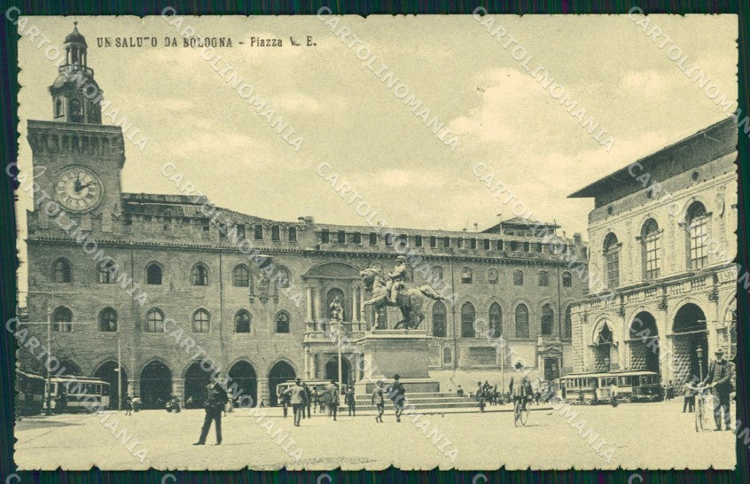 Bologna città Piazza Vittorio Emanuele Tram cartolina MT1512 – fronte