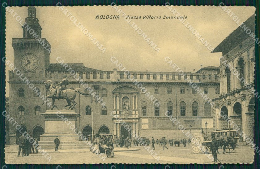 Bologna città Piazza Vittorio Emanuele Tram cartolina MT1513 – fronte