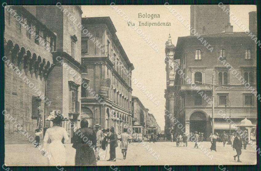 Bologna città Via Indipendenza Tram cartolina MT1520 – fronte