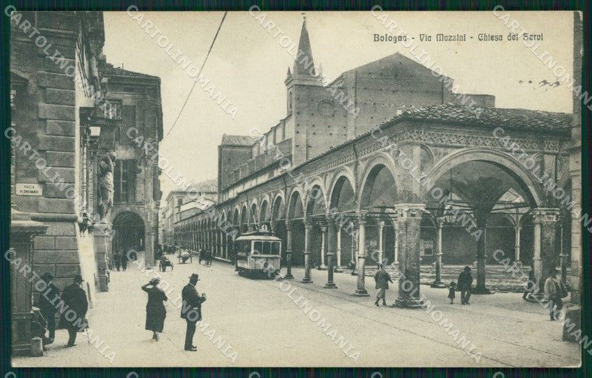 Bologna città Via Mazzini Tram cartolina MT1527 – fronte