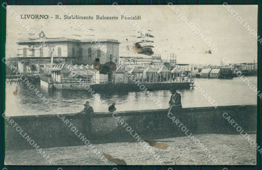 Livorno città Stabilimento Balneare Pancaldi MACCHIE cartolina MT1547 – fronte