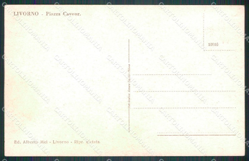 Livorno città Piazza Cavour Corriera Auto cartolina MT1551 – retro