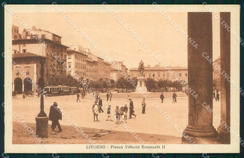 Livorno città Piazza Vittorio Emanuele II Tram cartolina MT1552 – fronte