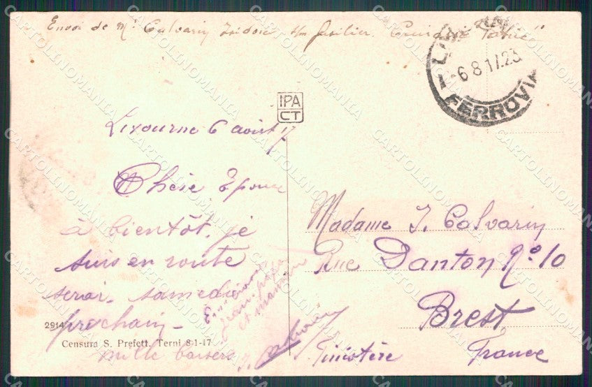 Livorno città Piazza Vittorio Emanuele Tram cartolina MT1553 – retro