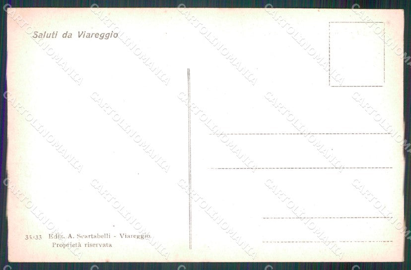 Lucca Viareggio Viale Manin Hotel Russi Tram Carrozza cartolina MT1570 – retro