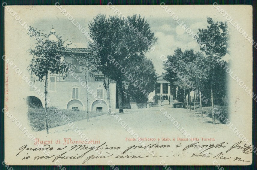 Pistoia Montecatini Terme Bagni di Stabilimento Torretta PIEGAcartolina MT1574 – fronte
