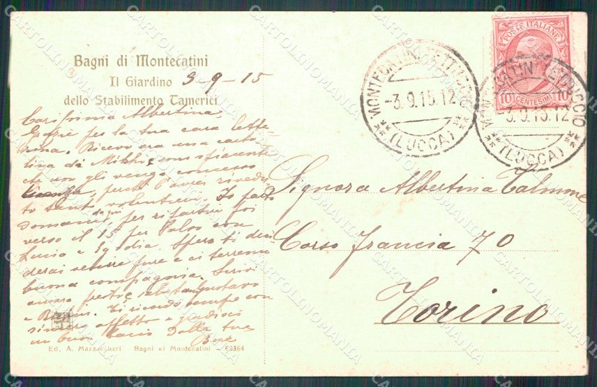 Pistoia Montecatini Terme Bagni di Stabilimento Tamerici cartolina MT1578 – retro