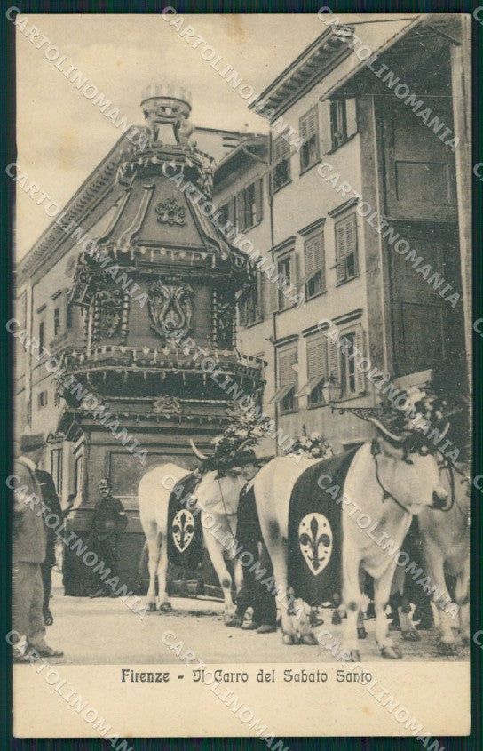 Firenze città Carro del Sabato Santo Buoi cartolina MT1630 – fronte