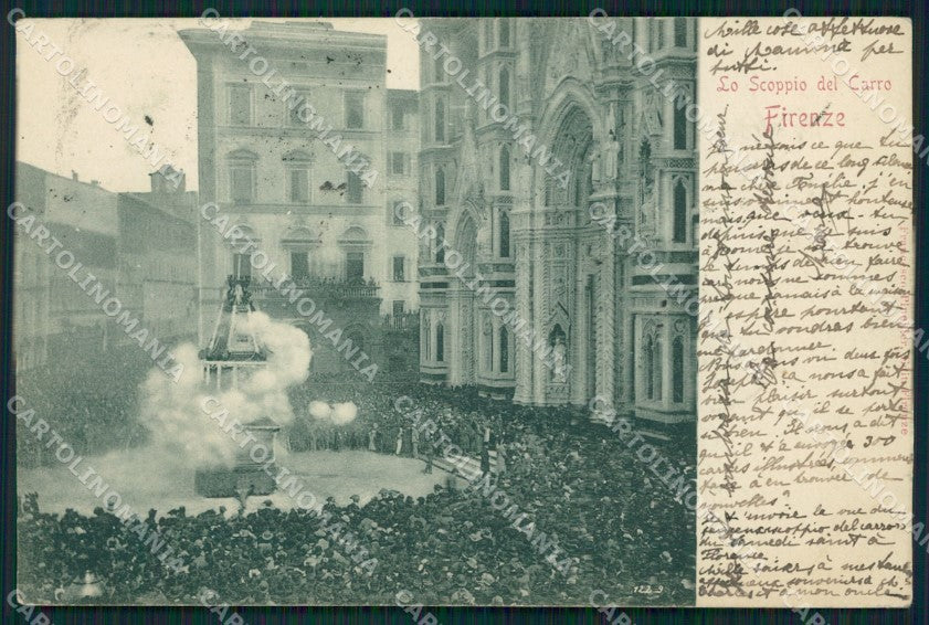 Firenze città Scoppio del Carro cartolina MT1631 – fronte