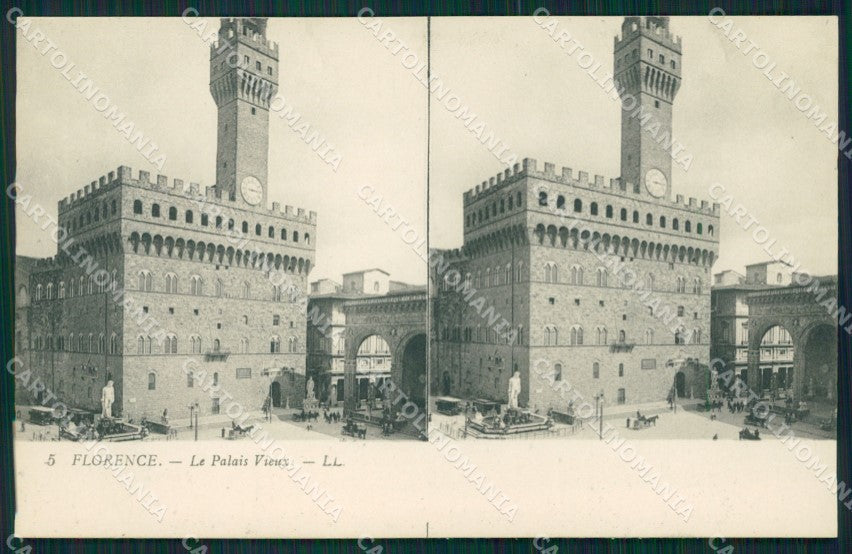 Firenze città Palazzo Vecchio Stereoview cartolina MT1664 – fronte