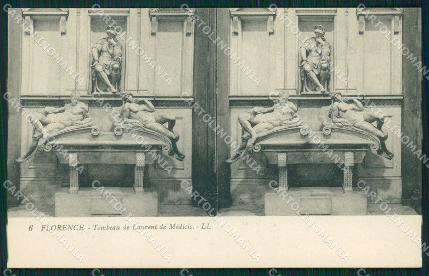 Firenze città Tomba Lorenzo dei Medici Stereoview cartolina MT1665 – fronte
