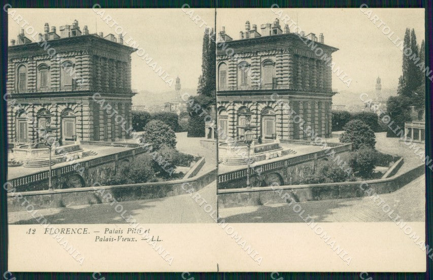 Firenze città Palazzo Pitti Stereoview cartolina MT1671 – fronte