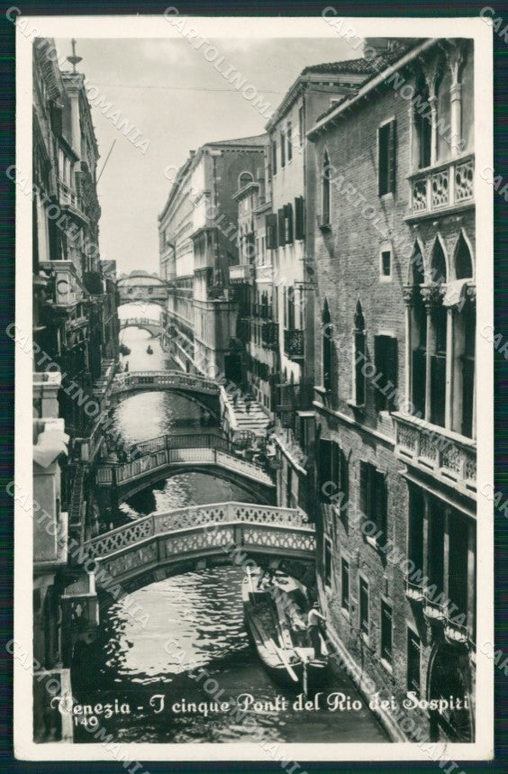 Venezia città Ponti del Rio dei Sospiri PIEGHINA Foto cartolina MT1707 – fronte