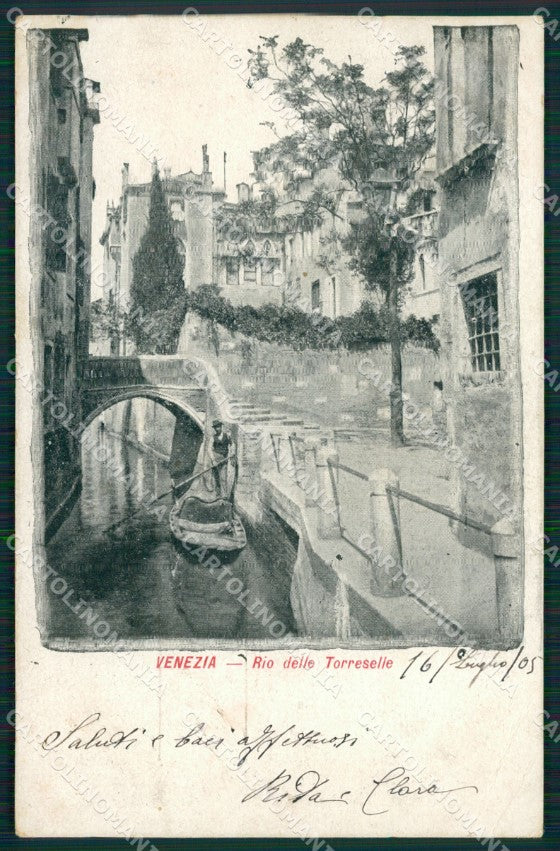 Venezia città Rio delle Torreselle Gondola PIEGHE cartolina MT1717 – fronte