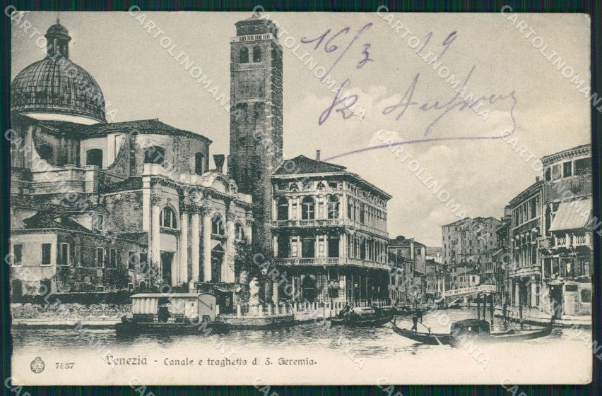 Venezia città Canale e Traghetto San Geremia Gondole SCOLLATA cartolina MT1721 – fronte