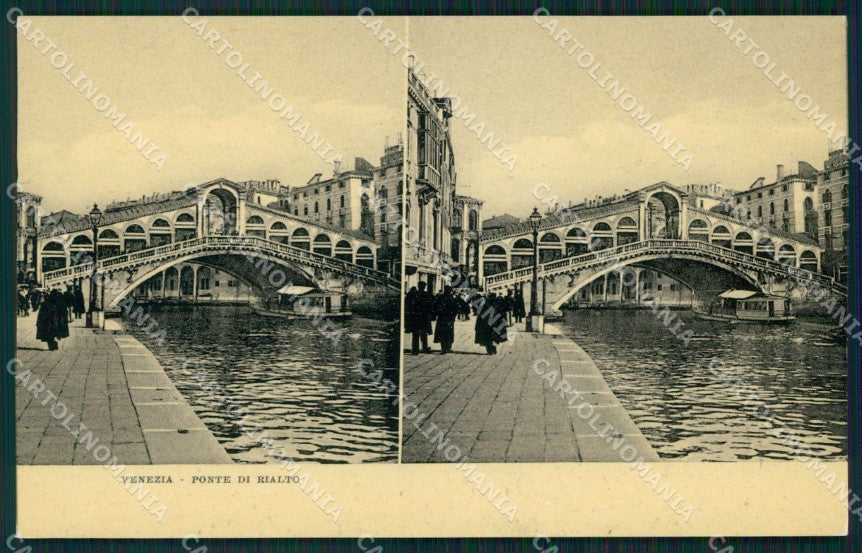 Venezia città Ponte di Rialto Alterocca Stereoview cartolina MT1744 – fronte