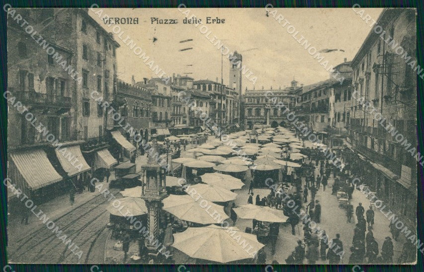 Verona città Piazza delle Erbe Mercato cartolina MT1816 – fronte