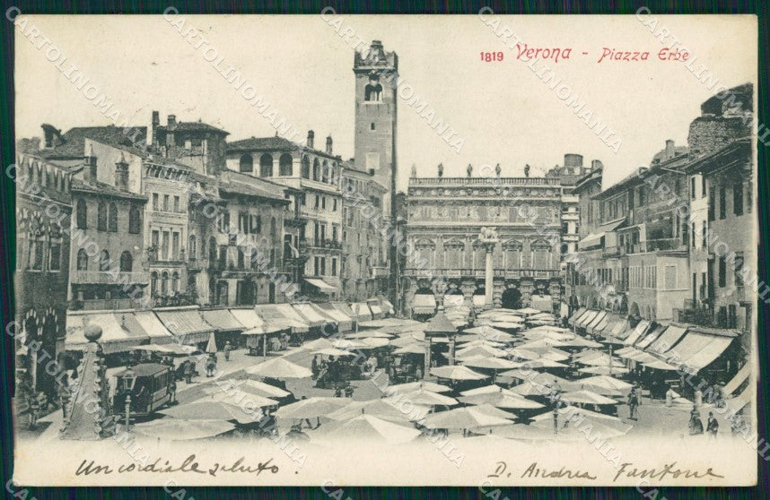 Verona città Piazza delle Erbe Mercato cartolina MT1817 – fronte