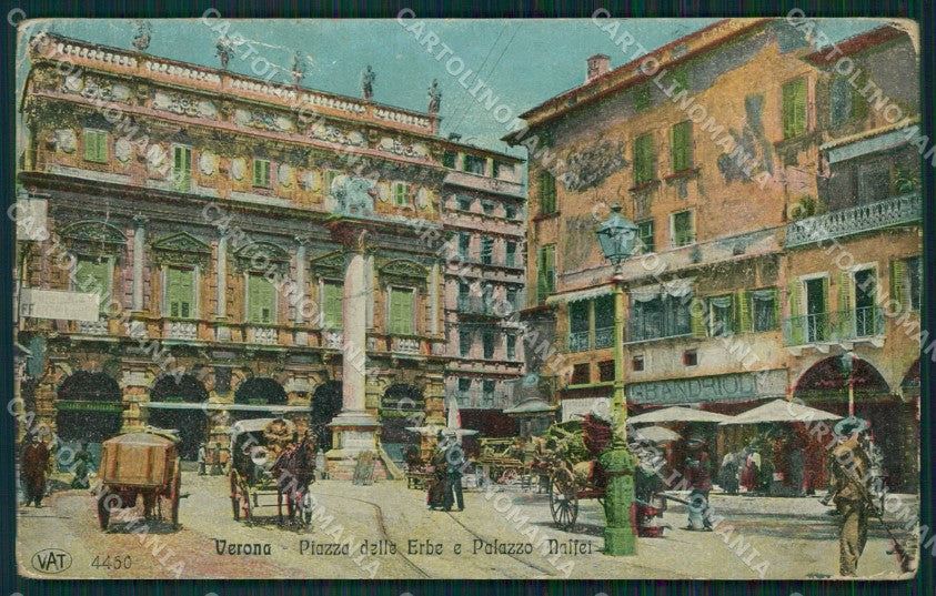 Verona città Piazza delle Erbe Carretti Alterocca 4460 PIEGHINE cartolina MT1820 – fronte