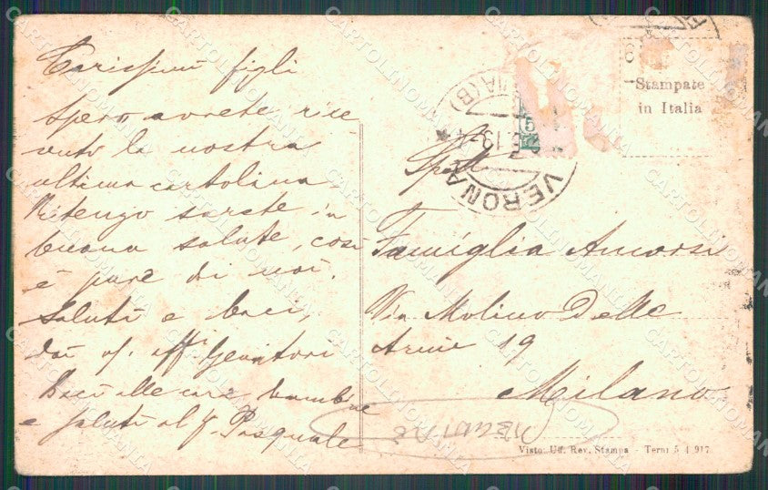 Verona città Piazza delle Erbe Carretti Alterocca 4460 PIEGHINE cartolina MT1820 – retro