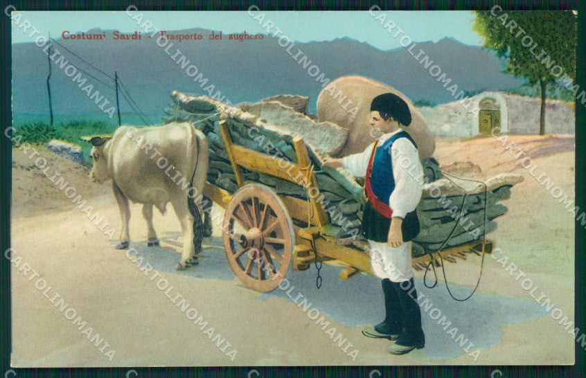 Cagliari città Costumi Trasporto Sughero cartolina MT1891 – fronte