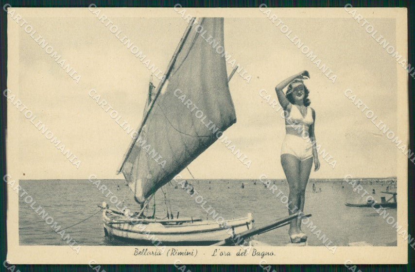 Rimini Bellaria Barca Pin Up cartolina MT1903 – fronte