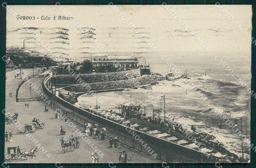 Genova città Lido d'Albaro Carrozze cartolina MT1919 – fronte