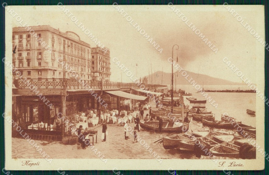 Napoli città Santa Lucia Barche Vesuvio cartolina MT1929 – fronte
