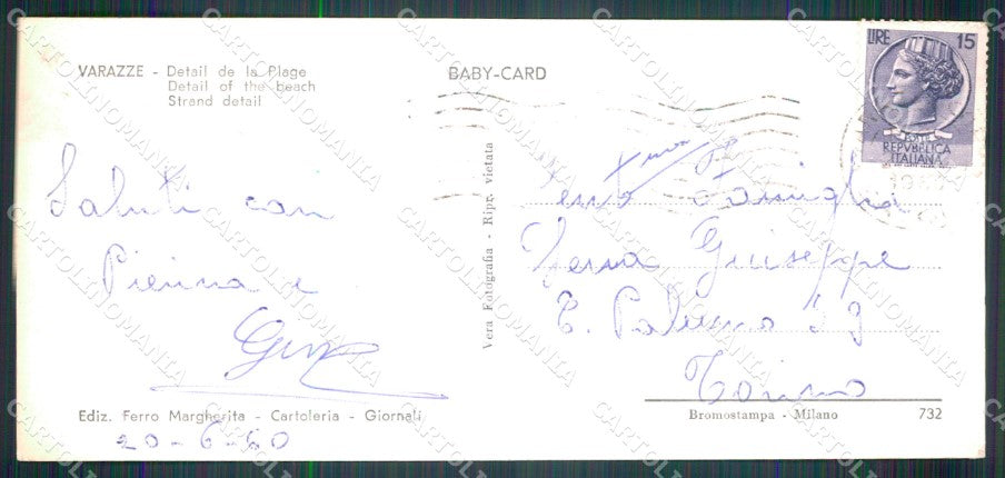 Savona Varazze Barche Pin Up PIEGHINA Mini Foto cartolina MT1947 – retro
