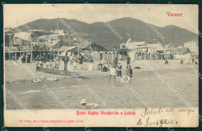 Savona Varazze Bagni Regina Margherita TRACCE UMIDO cartolina MT1948 – fronte