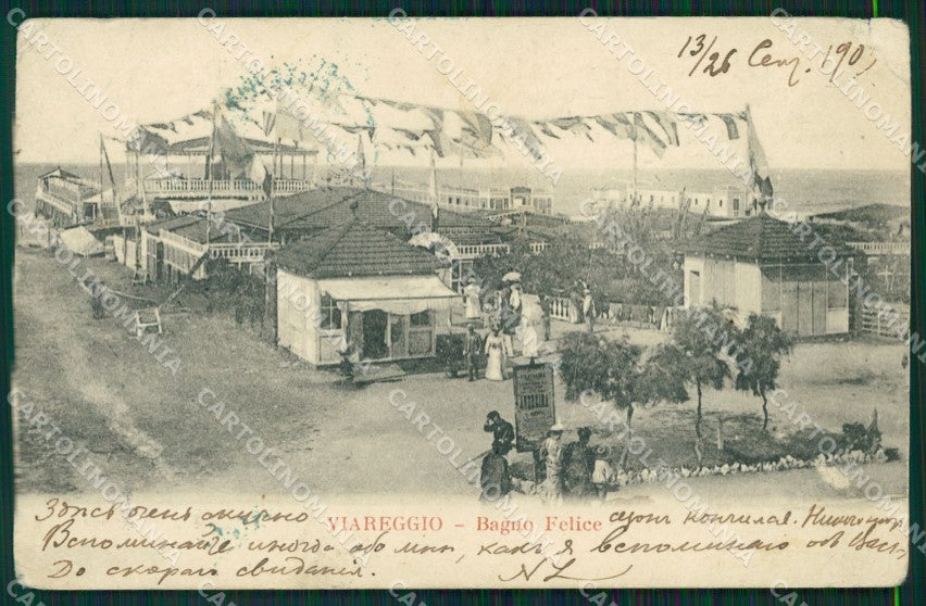 Lucca Viareggio Bagno Felice ABRASA PIEGHE cartolina MT1977 – fronte
