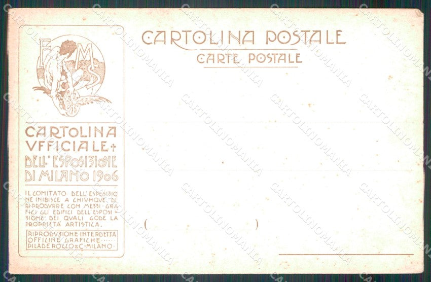 Milano città Esposizione di 1906 cartolina MT1996 – retro