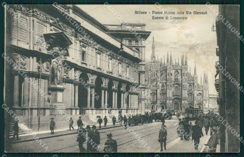 Milano città Piazza Duomo Via Mercanti Camera Commercio Tram cartolina MT2039 – fronte