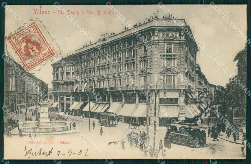 Milano città Via Dante Via Broletto Tram cartolina MT2067 – fronte