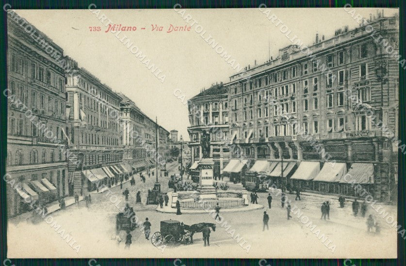 Milano città Via Dante Carrozze cartolina MT2068 – fronte