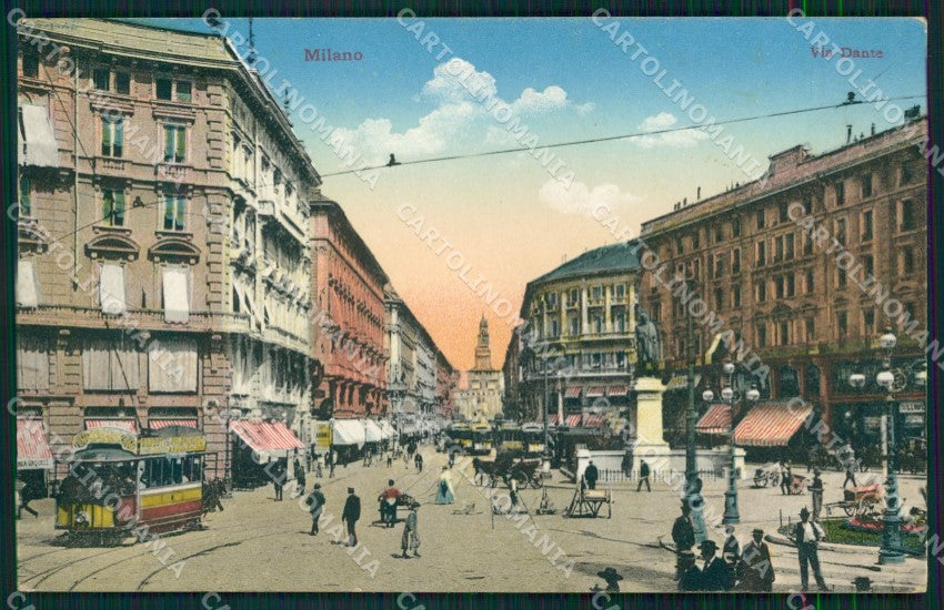 Milano città Via Dante Tram cartolina MT2069 – fronte
