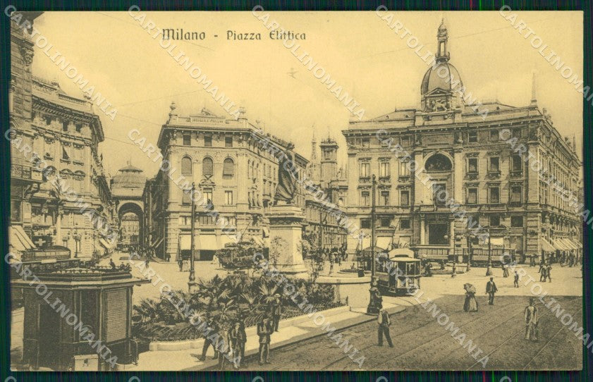 Milano città Piazza Ellittica ora Piazza Cordusio Tram cartolina MT2072 – fronte