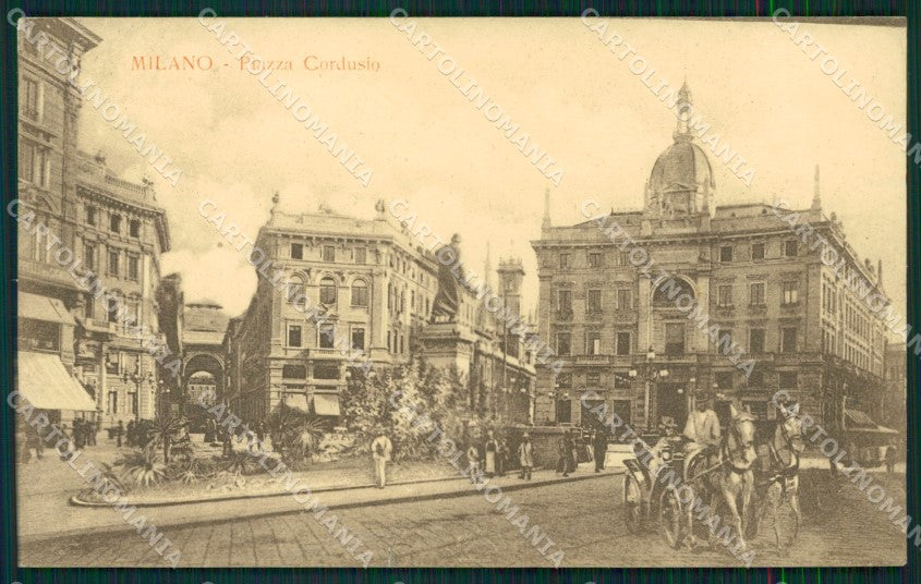 Milano città Piazza Cordusio Carrozza STRAPPINO cartolina MT2073 – fronte