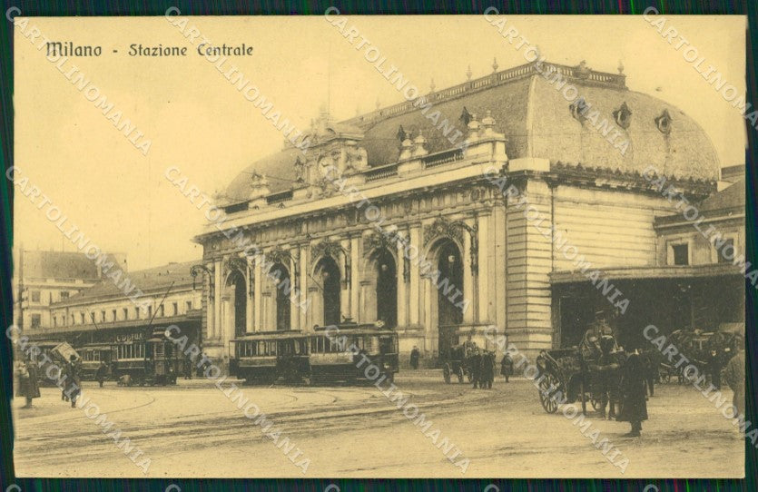 Milano città Stazione Centrale Tram Carrozze cartolina MT2094 – fronte