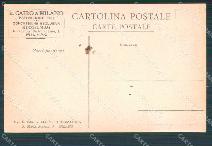 Milano città Esposizione 1906 Cairo a Milano Foto cartolina MT2129 – retro