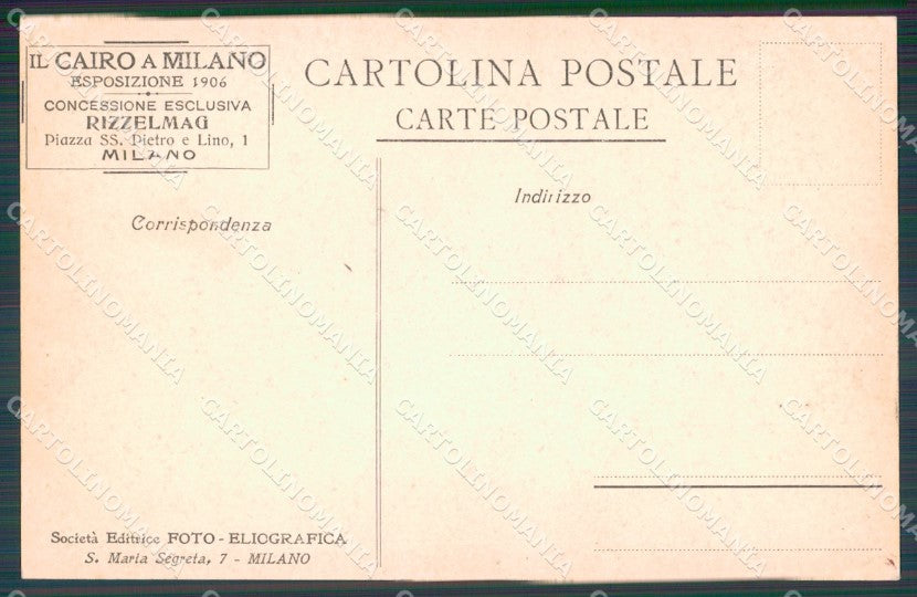 Milano città Esposizione 1906 Cairo a Milano Foto cartolina MT2130 – retro