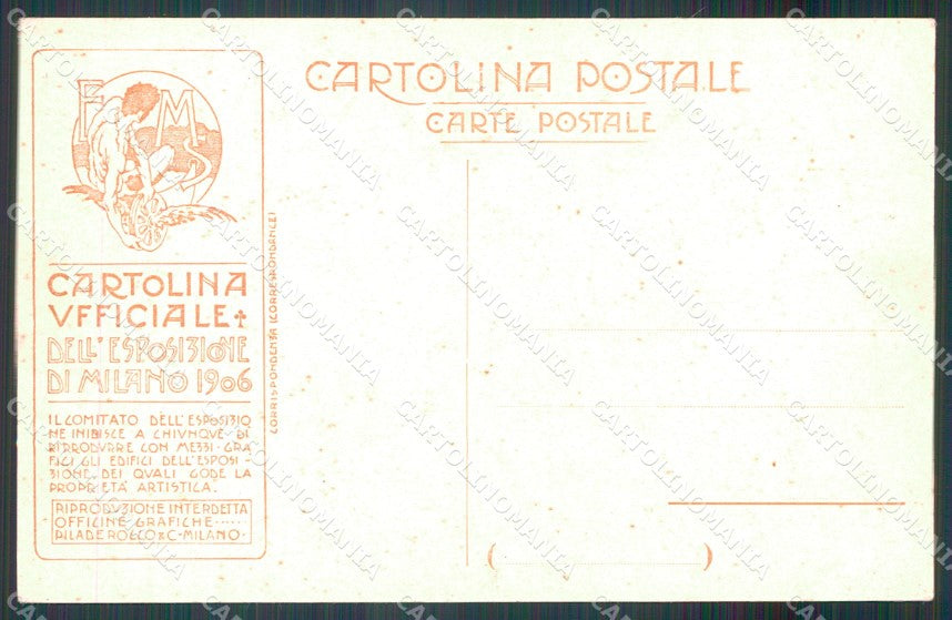 Milano città Esposizione 1906 Taboga cartolina MT2132 – retro