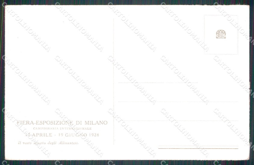 Milano città Fiera di 1928 Reparto Alimentari cartolina MT2167 – retro