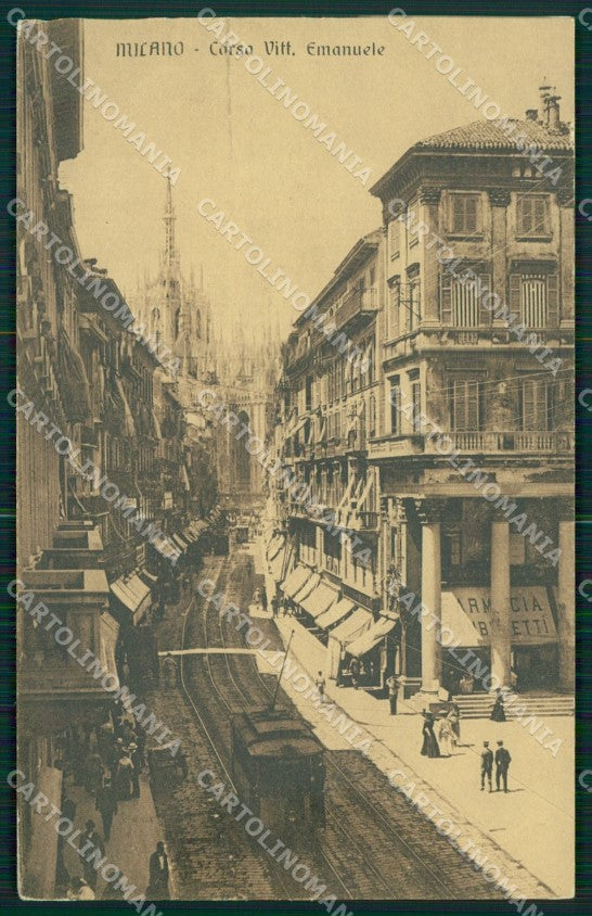 Milano città Corso Vittorio Emanuele Tram cartolina MT2180 – fronte
