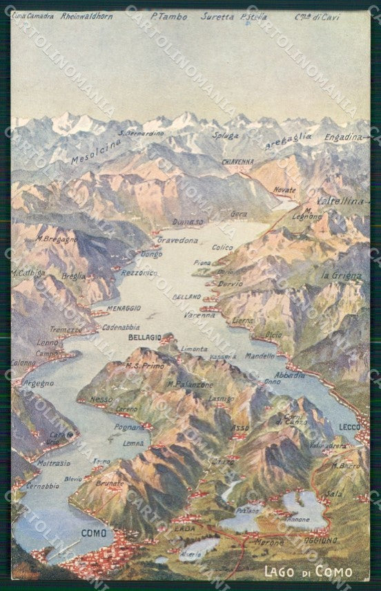 Como città Lago di Mappa cartolina MT2201 – fronte