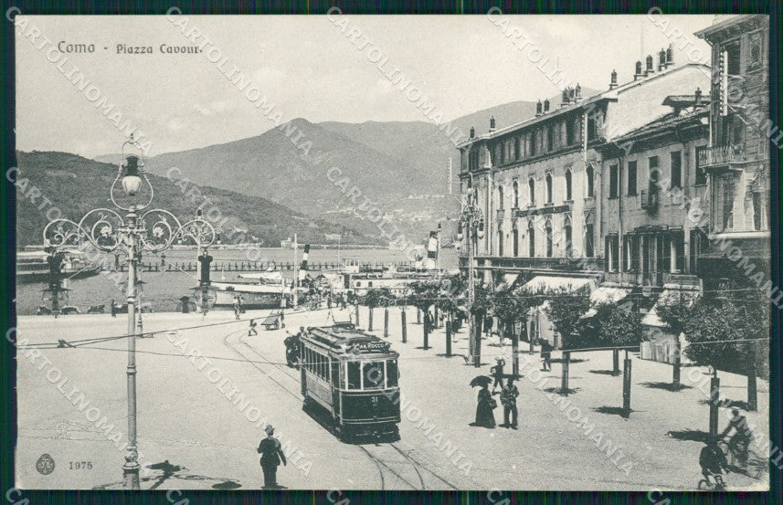 Como città Lago di Piazza Cavour Tram cartolina MT2203 – fronte