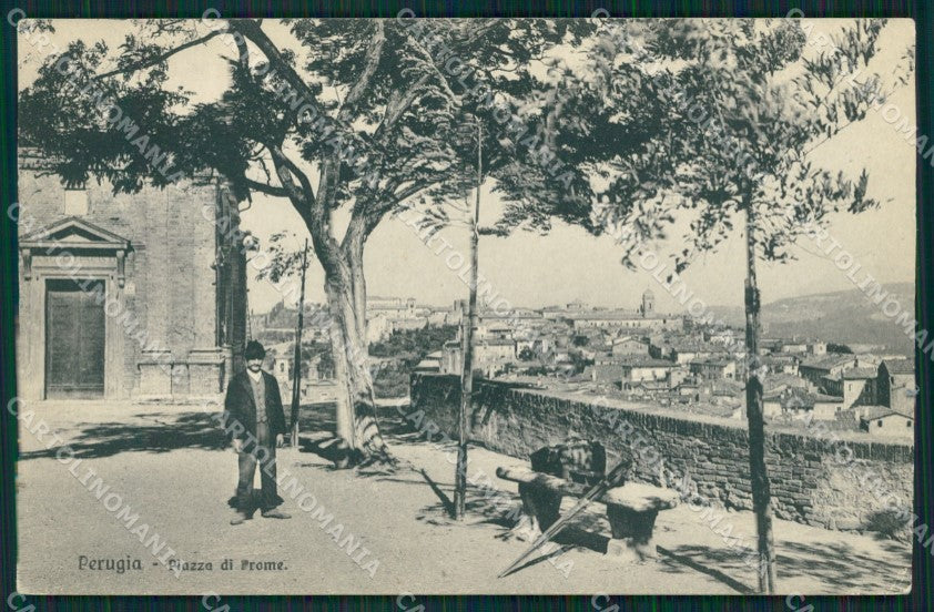 Perugia città Piazza di Prome PIEGA cartolina MT2328 – fronte