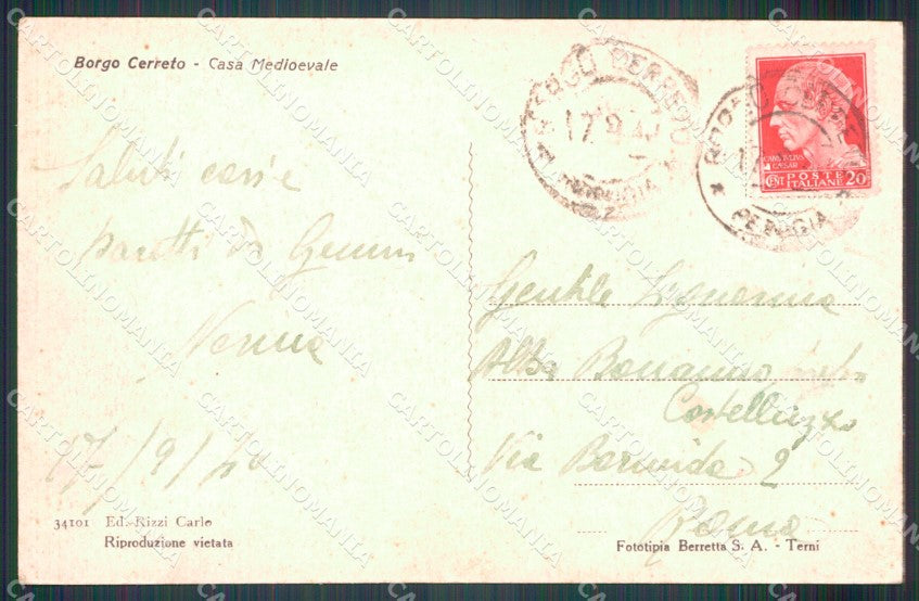 Perugia Cerreto di Spoleto Borgo di cartolina MT2382 – retro