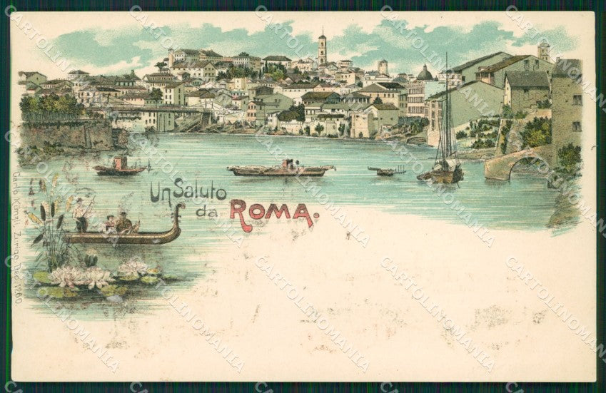 Roma città Saluti di Gruss Barche cartolina MT2393 – fronte