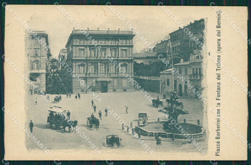 Roma città Piazza Barberini Fontana Tritone Carrozze PIEGHINA cartolina MT2406 – fronte